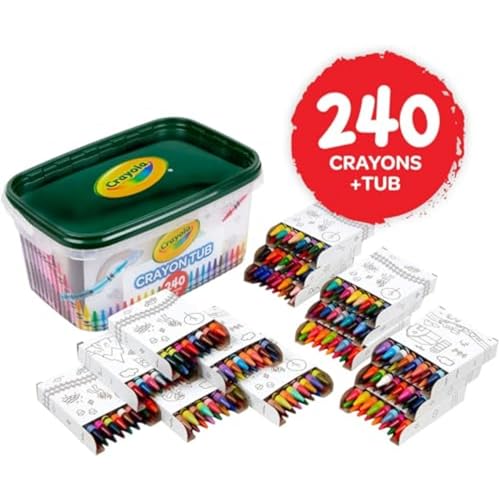 Crayola 240ct Bulk Crayon Tub for Toddlers Classroom Teachers Amazon Exclusive Back to School Art Supplies