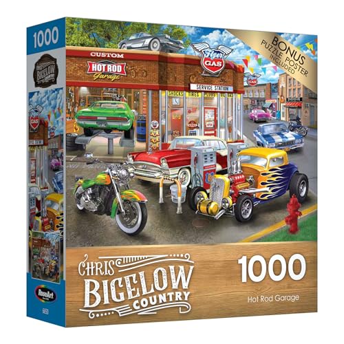 RoseArt Chris Bigelow Hot Rod Garage 1000 Piece Jigsaw Puzzle for Adults Entertaining Hobby