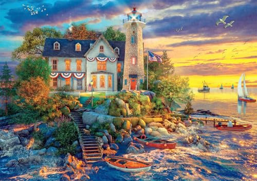 Buffalo Games Dominic Davison Rock Island Lighthouse 500 Piece Jigsaw Puzzle for Adults Challenging Puzzle Perfect for G