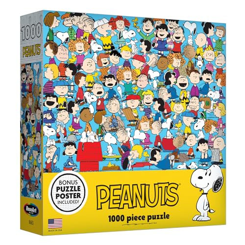 RoseArt Peanuts - Cast of Characters - 1000 Piece Jigsaw Puzzle for Stress Relief and Fun