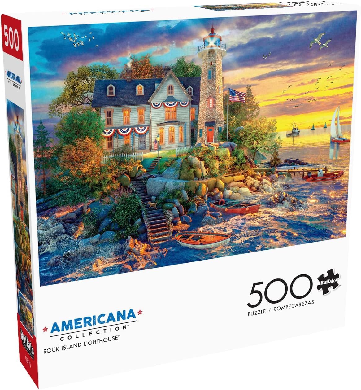 Buffalo Games Dominic Davison Rock Island Lighthouse 500 Piece Jigsaw Puzzle for Adults Challenging Puzzle Perfect for G