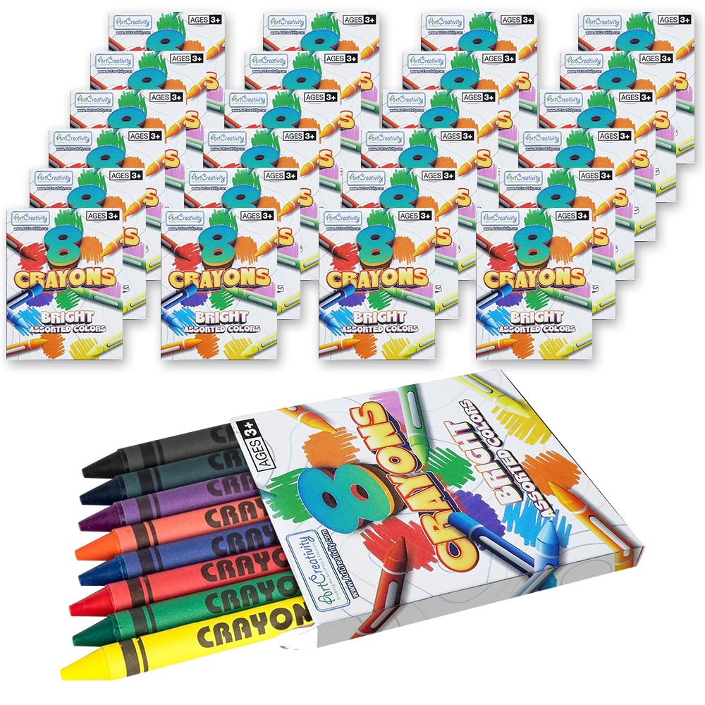 ArtCreativity Non-Toxic Crayon Packs 24 Sets, Classroom Supplies for Students, Creative Art & Craft Supplies for Kids 3+