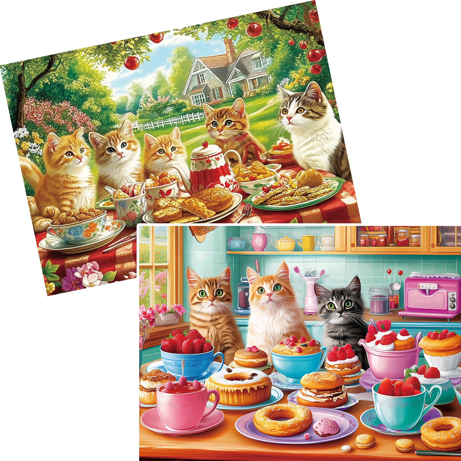 300 Pieces Dessert Cat Puzzles for Kids and Adults, Large Piece Puzzle Game Night Gifts Carbonfree Certified  
300 Piece