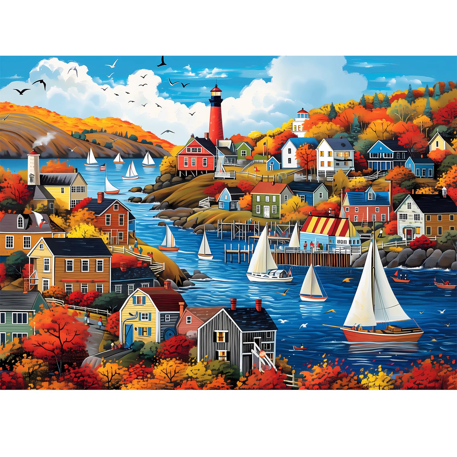 300 Pieces Town in Autumn Jigsaw Puzzle for Adults Recycled Cardboard Home Decor
| Challenging 300 Pieces Puzzle for Ad