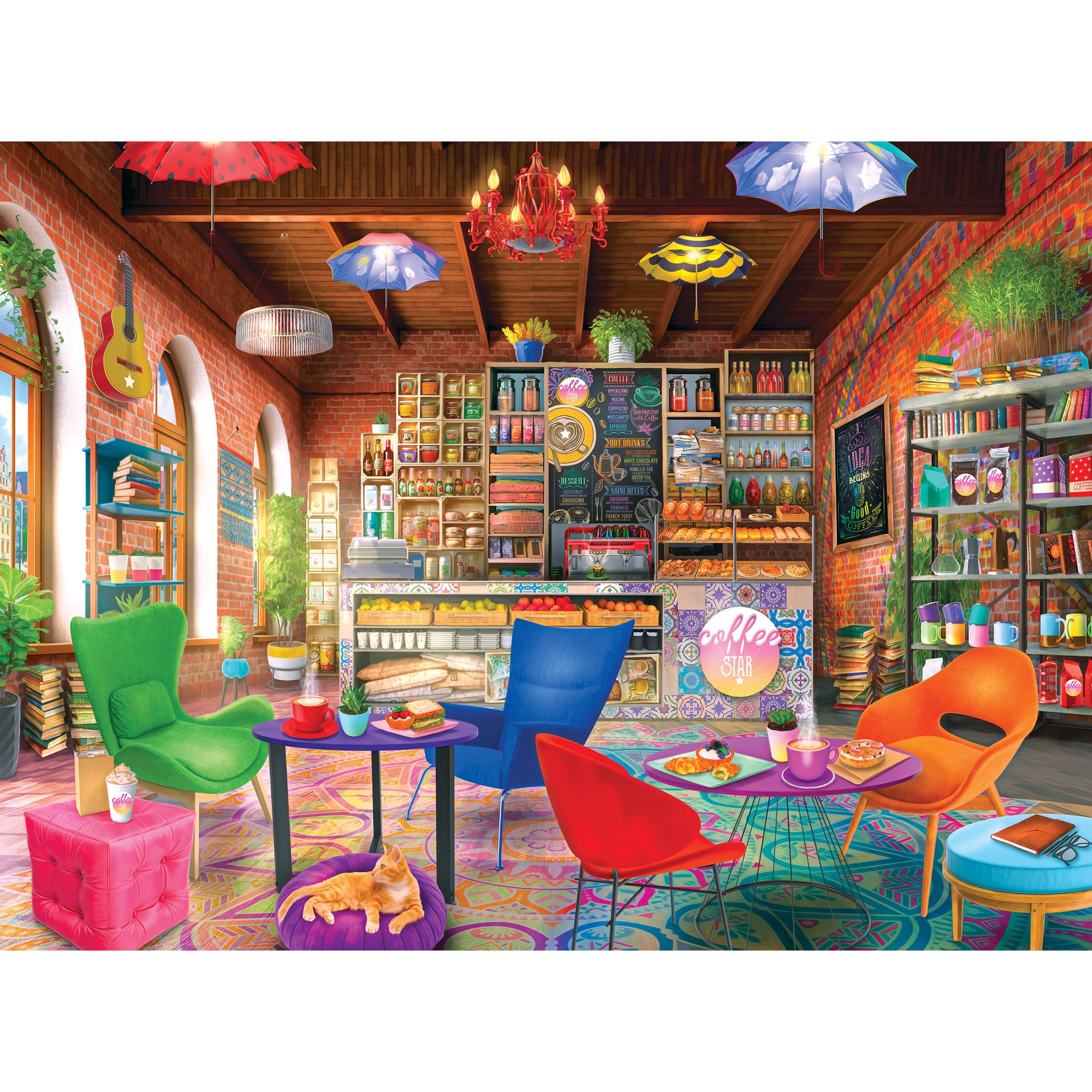 RoseArt My Happy Place Boho Coffeshop 750 Piece Jigsaw Puzzle for Adults Home Decor Projects
