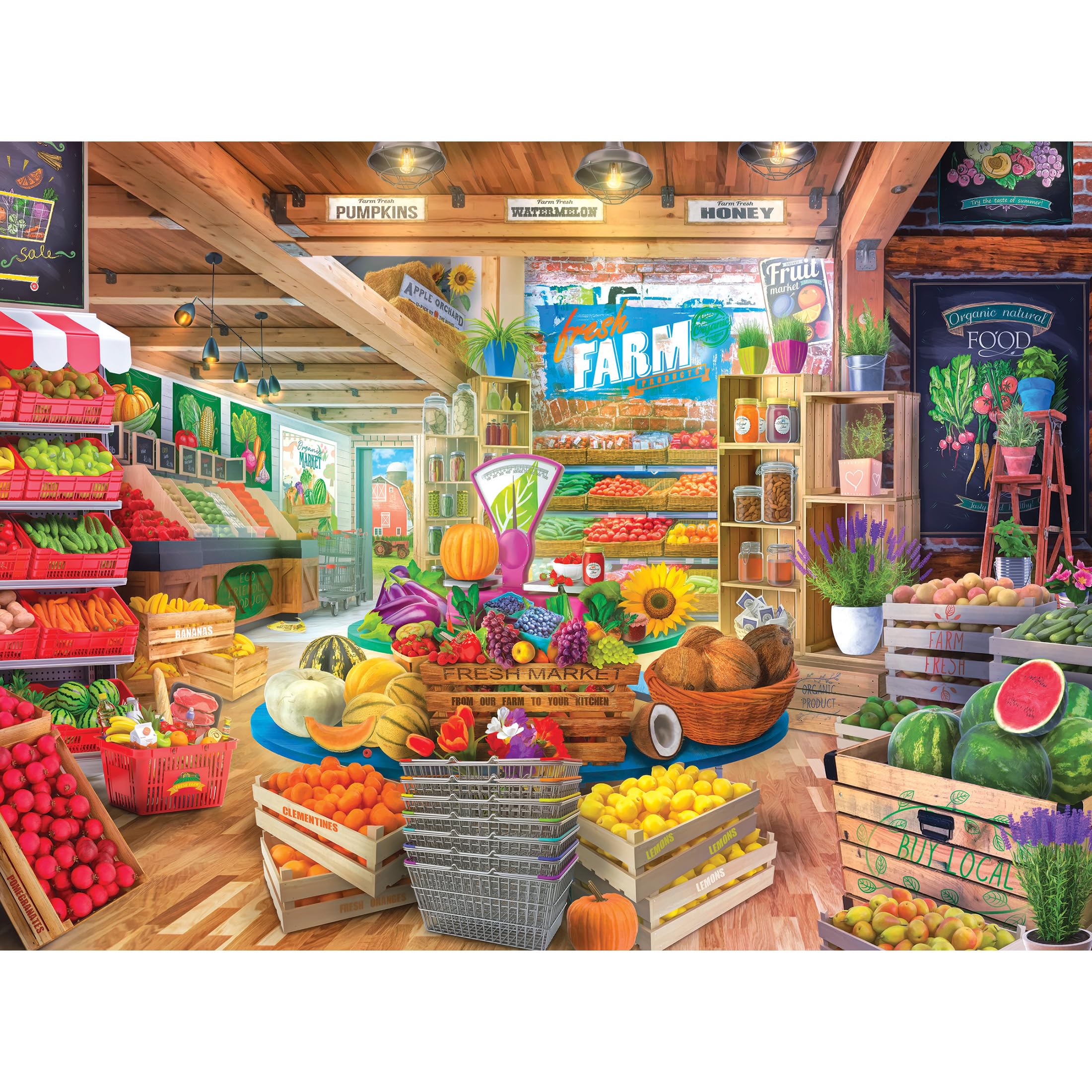 RoseArt My Happy Place Organic Fresh Market 750 Piece Jigsaw Puzzle for Adults Relaxing Puzzle Perfect for Adult Stress