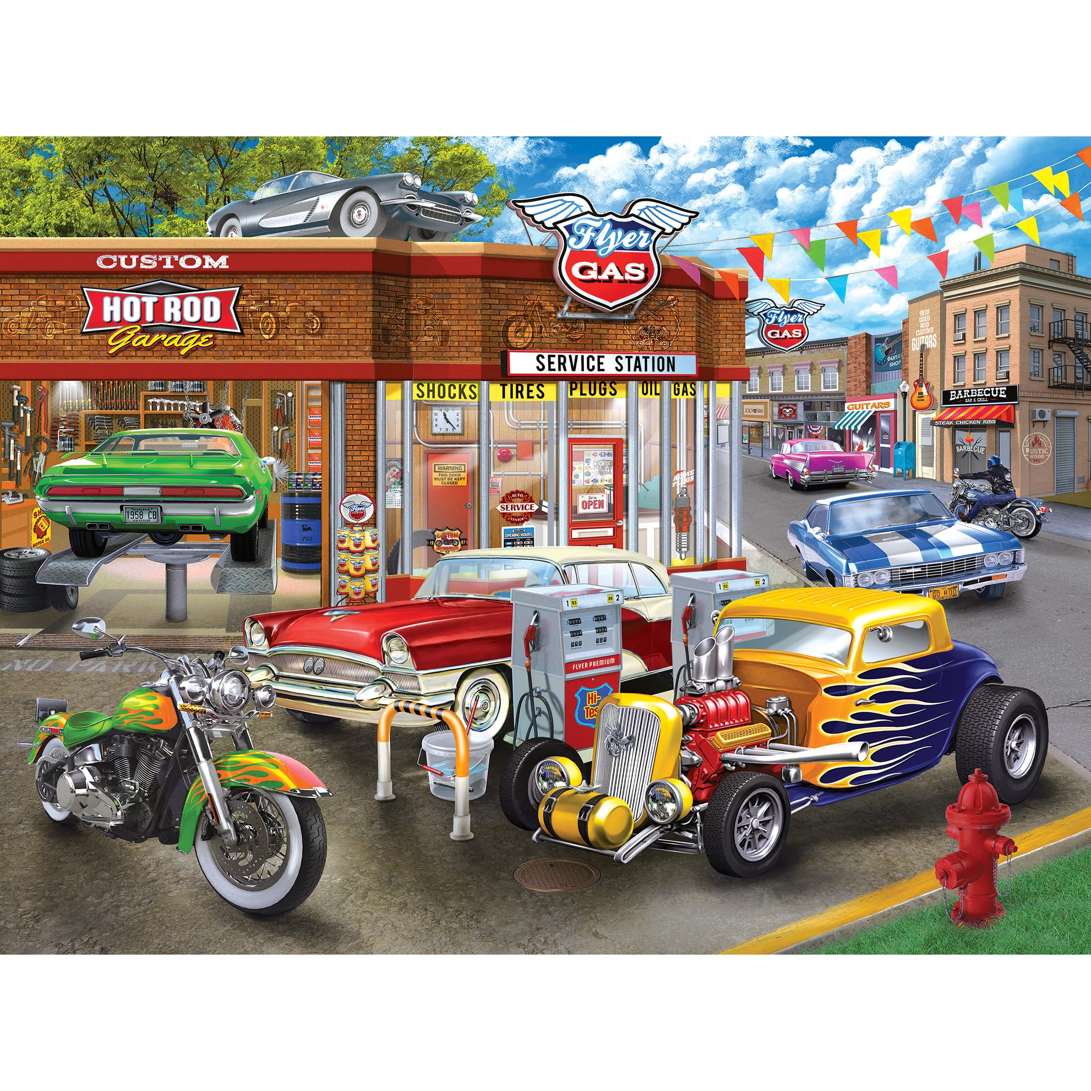 RoseArt American Nostalgia Hot Rod Garage 550 Piece Jigsaw Puzzle for Adults Home Entertainment Collection Must-Have Hob
